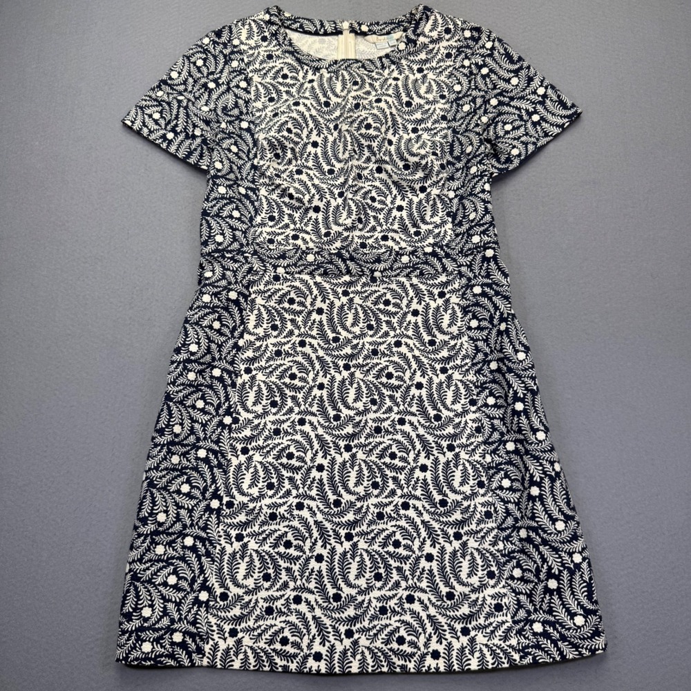 Boden Womens Navy Ivory Floral Leaf‎ Jacquard Fit Flare Dress US 8P WW212